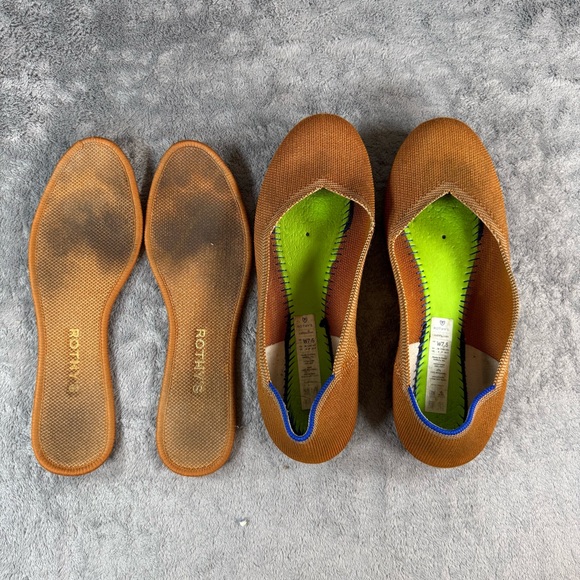 Women's 7.5 Rothy’s The Flat Slip On Round Toe Ballet Flats Fawn Medium Brown - Picture 2 of 7